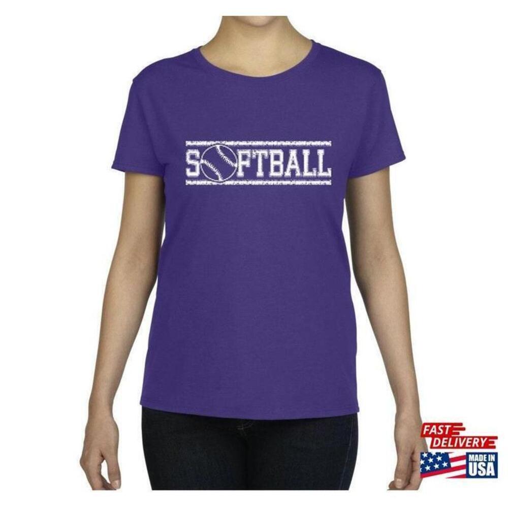 Softball With Ball Games Team Apparel Womens Short Sleeve Tshirt